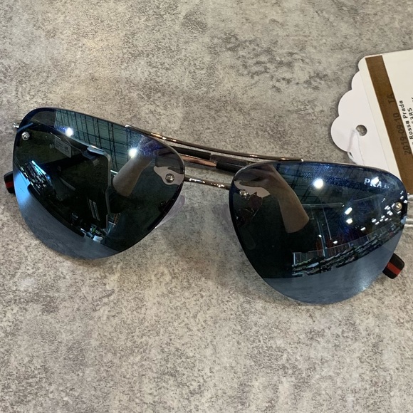 { Prada } Linea Rossa Silver Mirror Aviators - Picture 2 of 6
